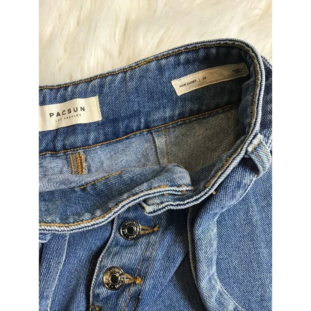 PacSun Button‎ Fly Blue Jean High Waist Shorts Size 24